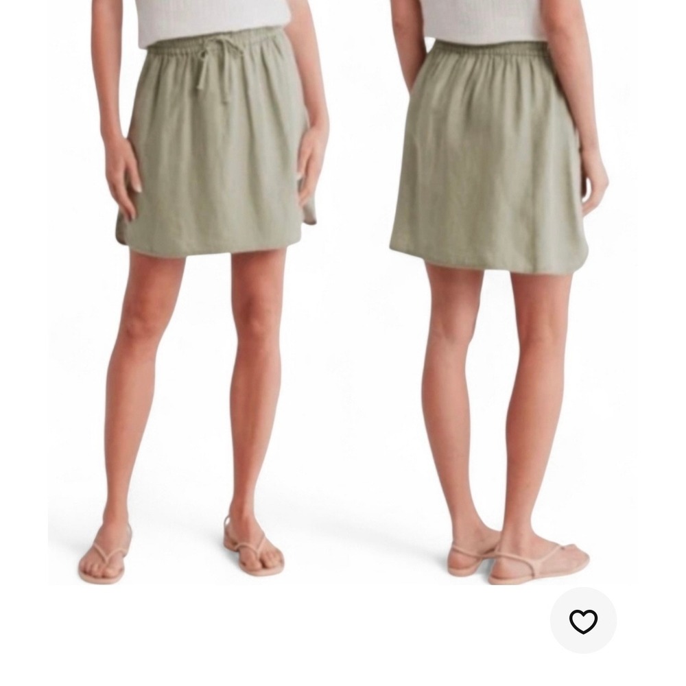 Madewell Sage Green Linen Blend Drawstring Mini Skirt with Pockets Size S